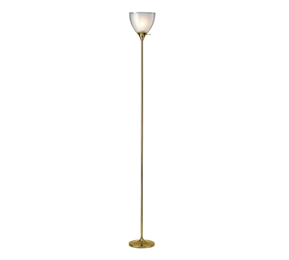 Presley 72'' Shiny Gold Modern Torchiere Floor Lamp with 3-Way Switch