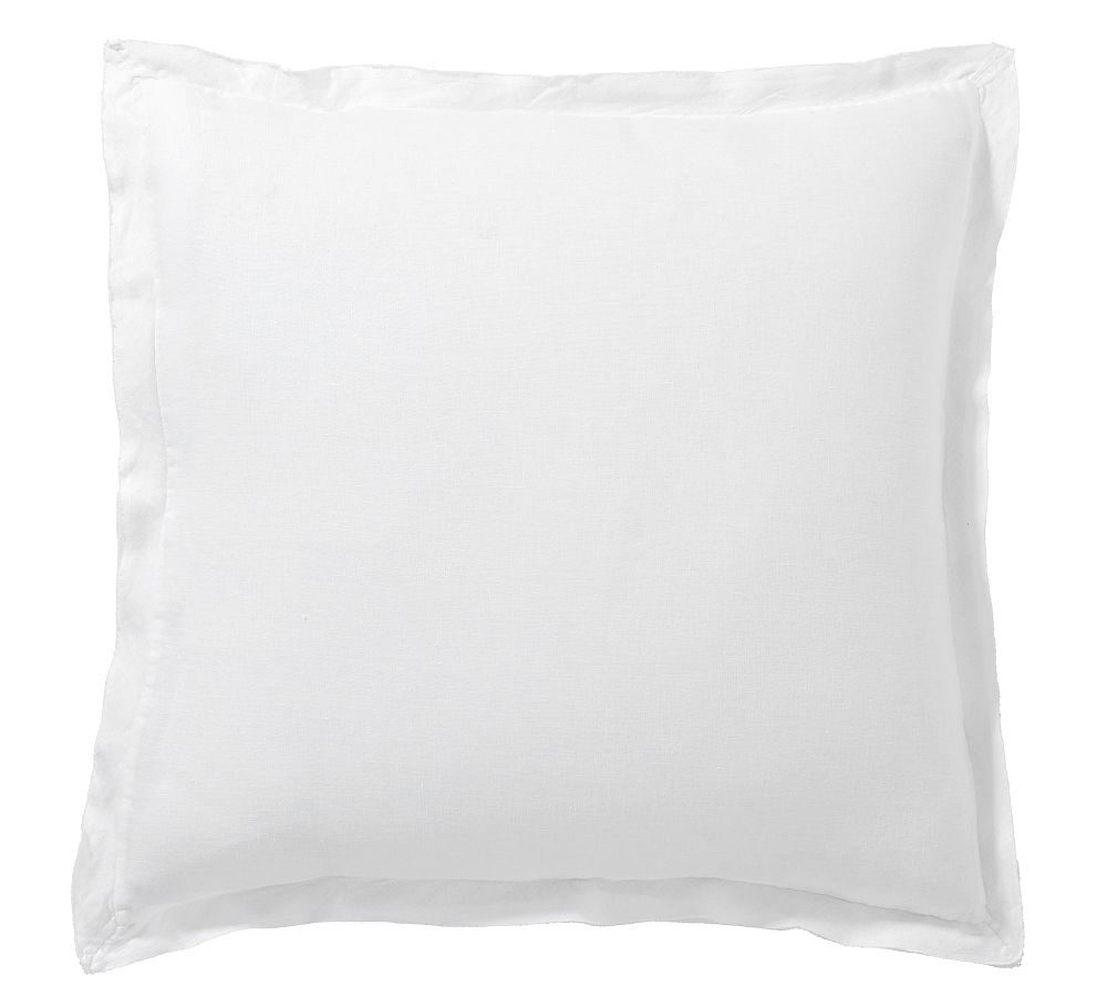 Belgian Flax Linen Double Flange Sham - Euro, White