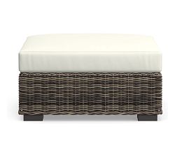 Huntington Sectional Cushion Cover Sectional Depth Ottoman, High Performance Canvas; White