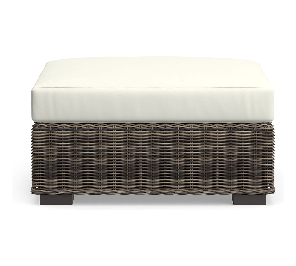 Huntington Sectional Cushion Cover Sectional Depth Ottoman, High Performance Canvas; White