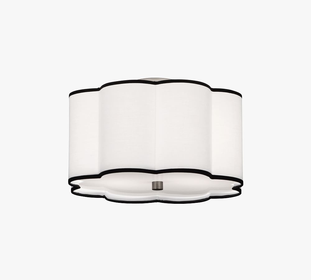 Axis Scalloped Edge 16" Nickel Flush Mount with Fabric Shade
