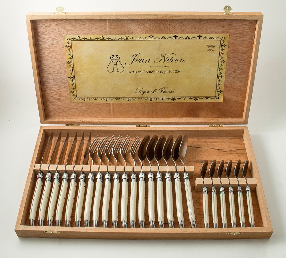 Laguiole Stainless Steel 24-Piece Boxed Flatware Set - IVORY