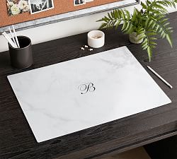 Desk Blotter, White Marble, 24"x18"