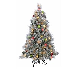 Flocked Pine Faux Tree, 4.5', Clear Lights