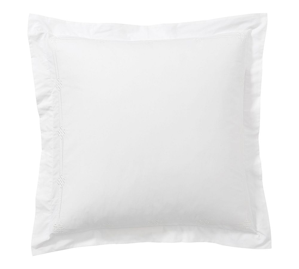 Emilia Embroidered Organic Percale Sham - Euro