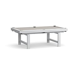 Indio Metal Outdoor Pool Table, White with Heather Gray Felt