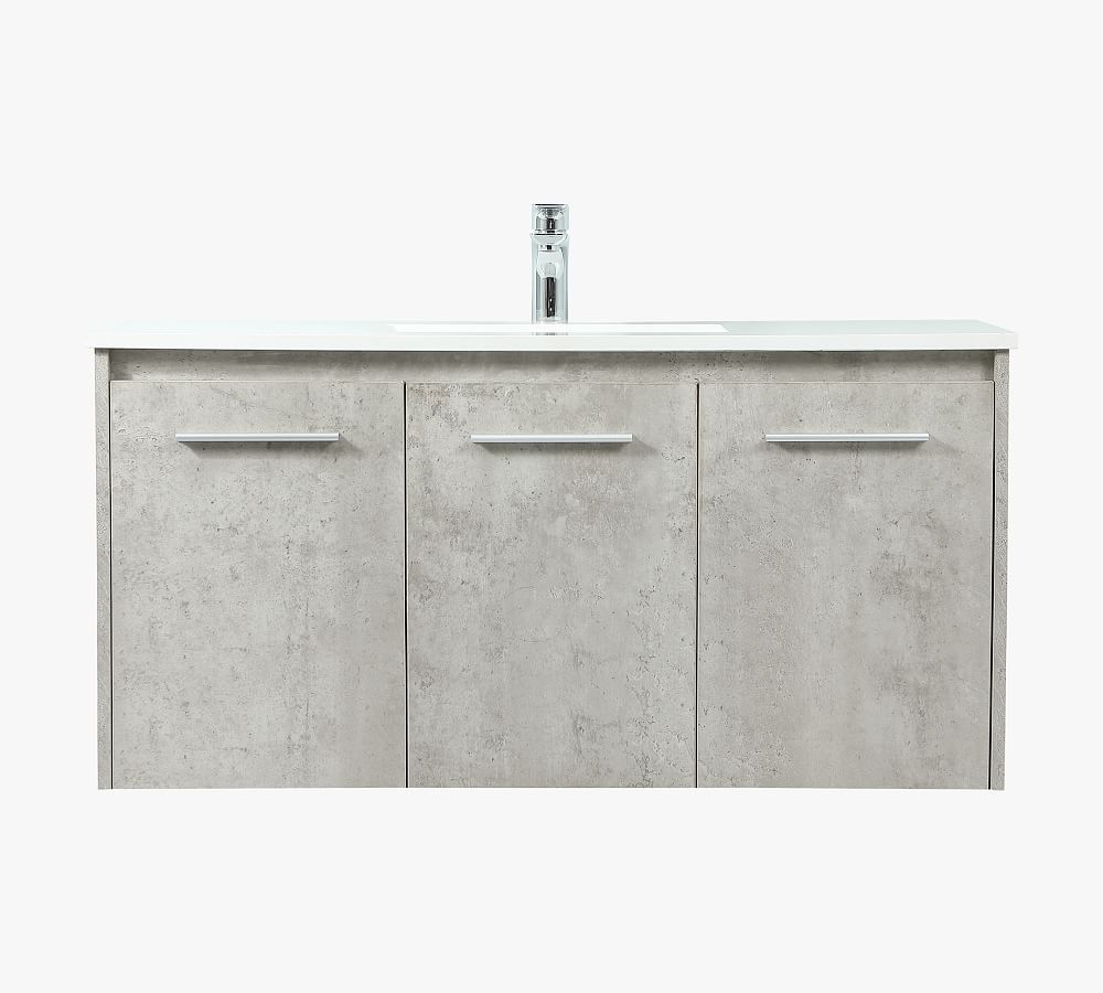 Concrete Gray 40" Single Sink Freestanding Vanity with Marble Top