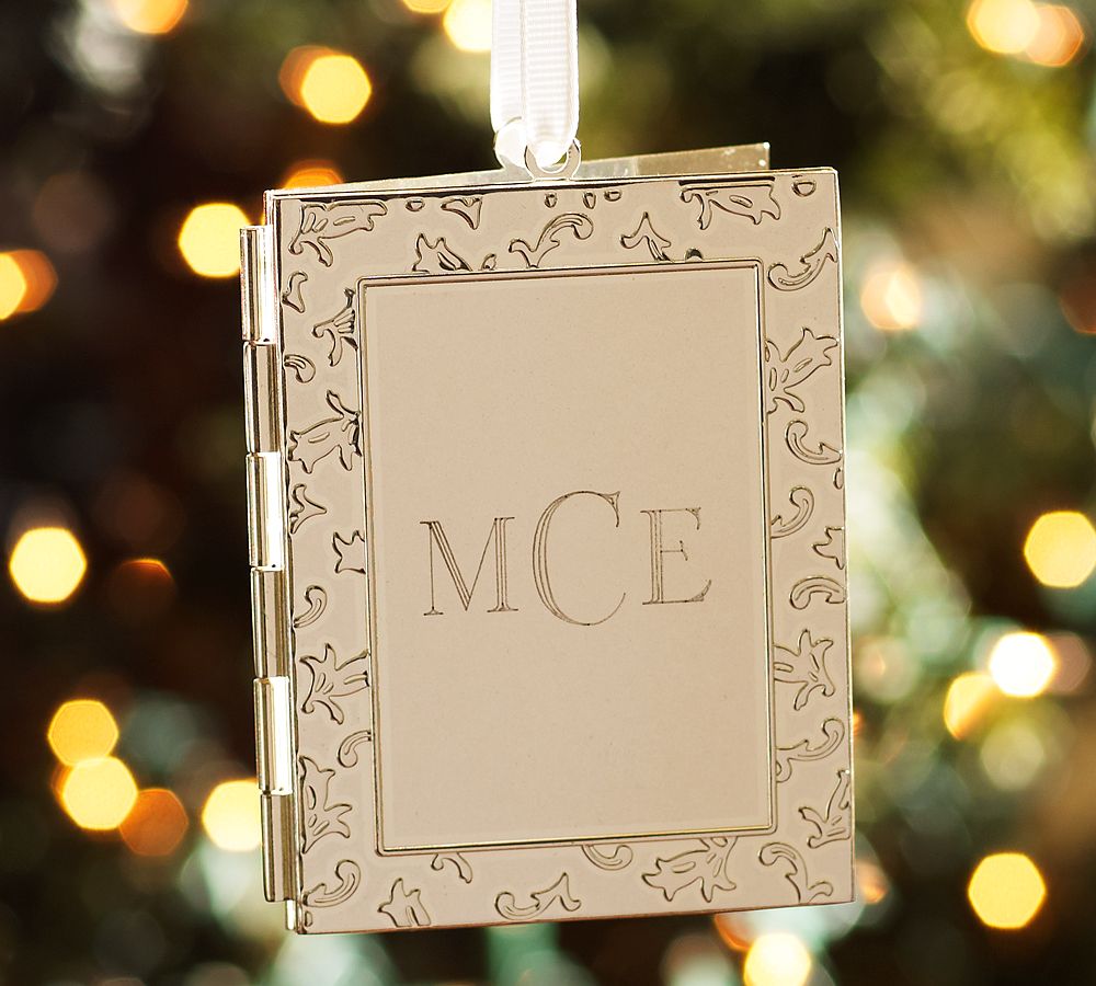 Monogrammable Frame Locket Ornament, Silver-Plate
