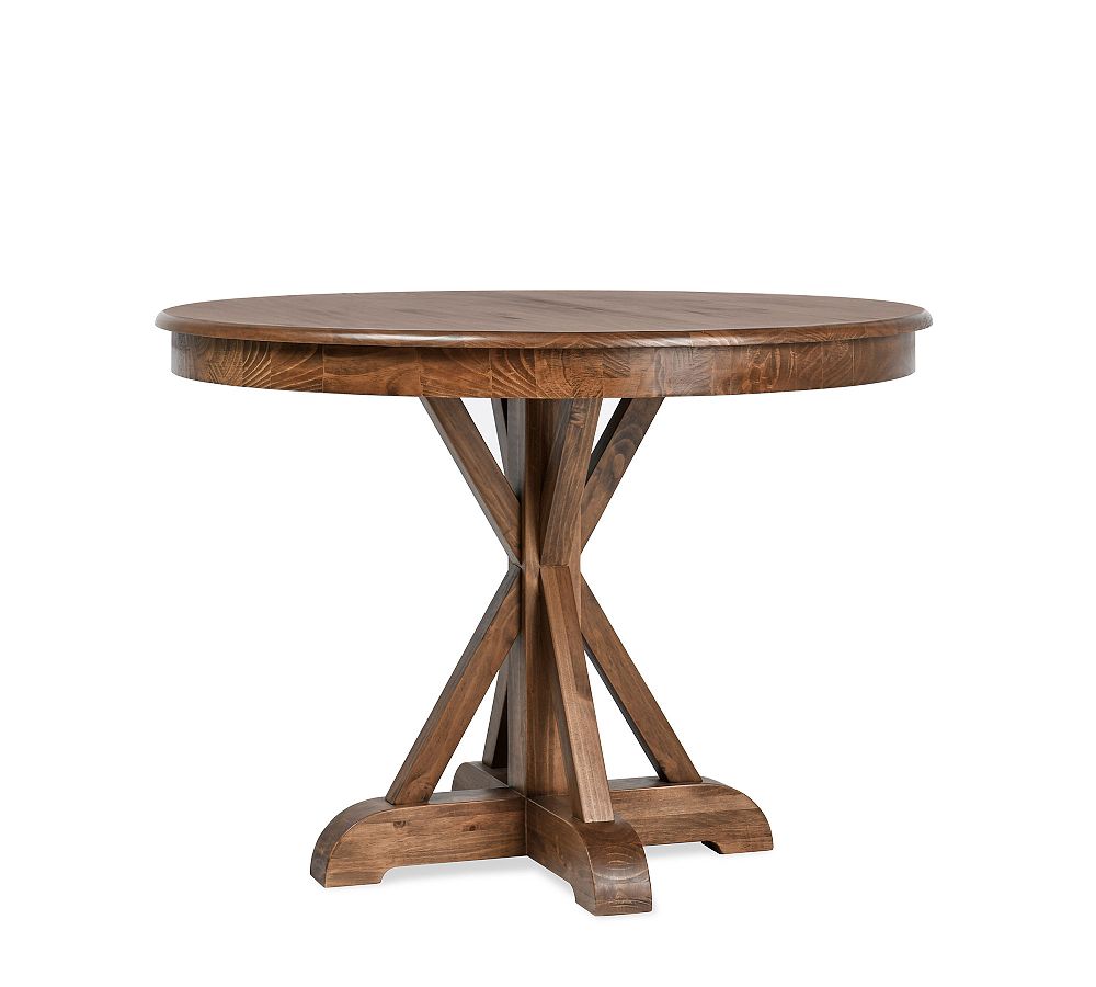 Rustic Brown Pine Wood Round Dining Table (42")