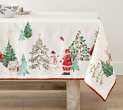 Christmas in the Country Santa Cotton/Linen Tablecloth