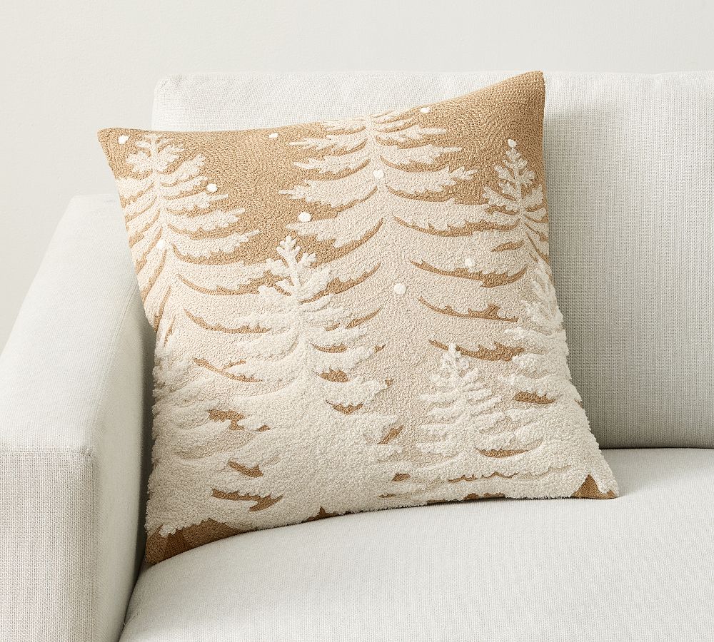 Frosted Tree Embroidered Pillow