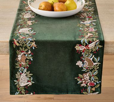 12 Days of Christmas Velvet Table Runner Pottery Barn