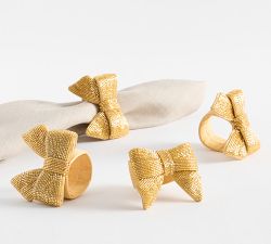 Beaded Bow Napkin Rings - Set of 4