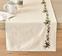 Holly Embroidered Cotton/Linen Table Runner