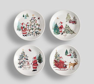 Christmas in the Country Santa Salad Plates - Mixed Set of 4