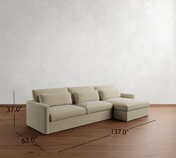 Westwood Slim Arm Deep Seat Chaise Sectional (125&quot; - 143&quot;)