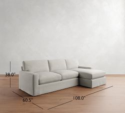 PB Comfort Modern Square Arm Slipcovered Chaise Sleeper Sectional (108&quot;)