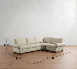 Turner Roll Arm Upholstered 3-Piece Sectional with Wedge (113&quot;&ndash;117&quot;)