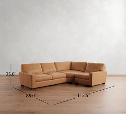 Turner Square Arm Leather 3-Piece Wedge Sectional (116&quot;&ndash;121&quot;)