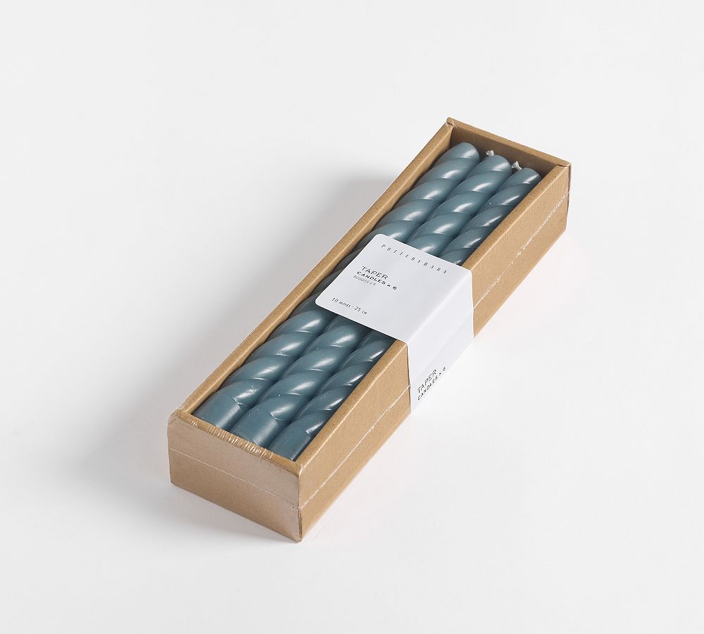 Twisted Taper Candles - Set of 6 chambray
