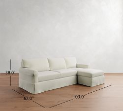 York Roll Arm Slipcovered Chaise Sleeper Sectional (119&quot;)