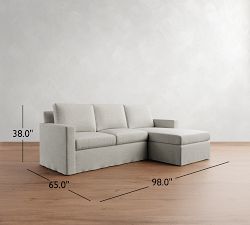 Cameron Modern Square Arm Slipcovered Chaise Sectional (98&quot;)