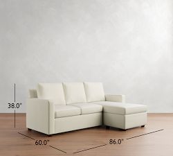 Cameron Modern Square Arm Reversible Sleeper Chaise Sectional -  Storage Available (86&quot;)