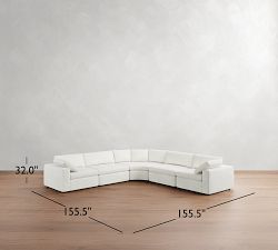 Dream Square Arm 5-Piece Curved Wedge Sectional (137&quot;)