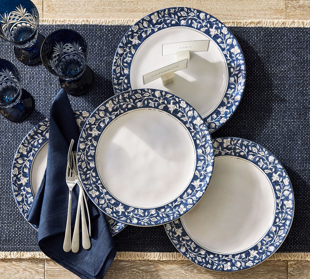Hanukkah Botanical Stoneware Dinner Plates - Set of 4