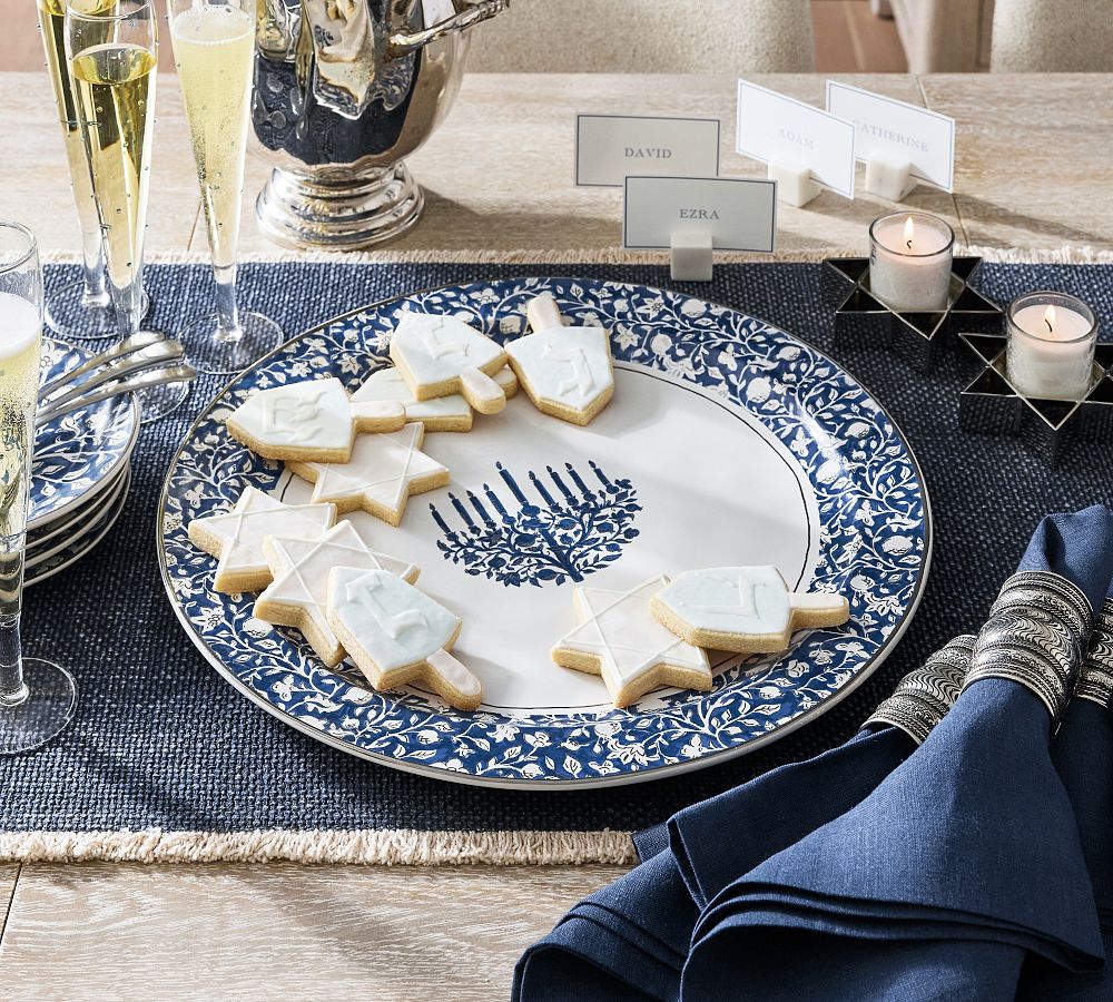 Hanukkah Botanical Stoneware Serving Platter