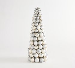 Lit Silver Ornament Tree