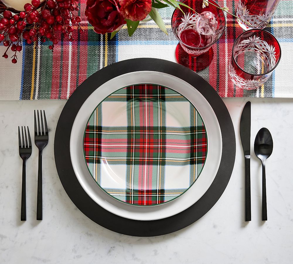 Stewart Plaid Stoneware Salad Plates - Set of 4