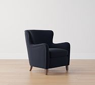 Willem Upholstered Armchair, Polyester Wrapped Cushions, Faux Mohair Velvet Midnight