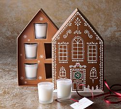 Classic Holiday Gingerbread House Votives - Set of 5