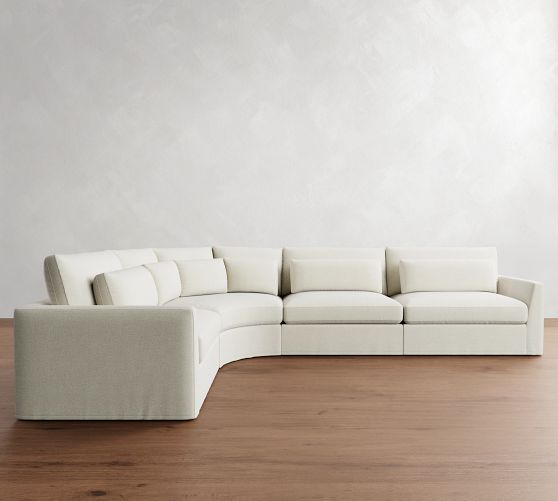 Westwood Fin Arm Deep Seat Slipcovered 4-Piece Curved Wedge Sectional (156")
