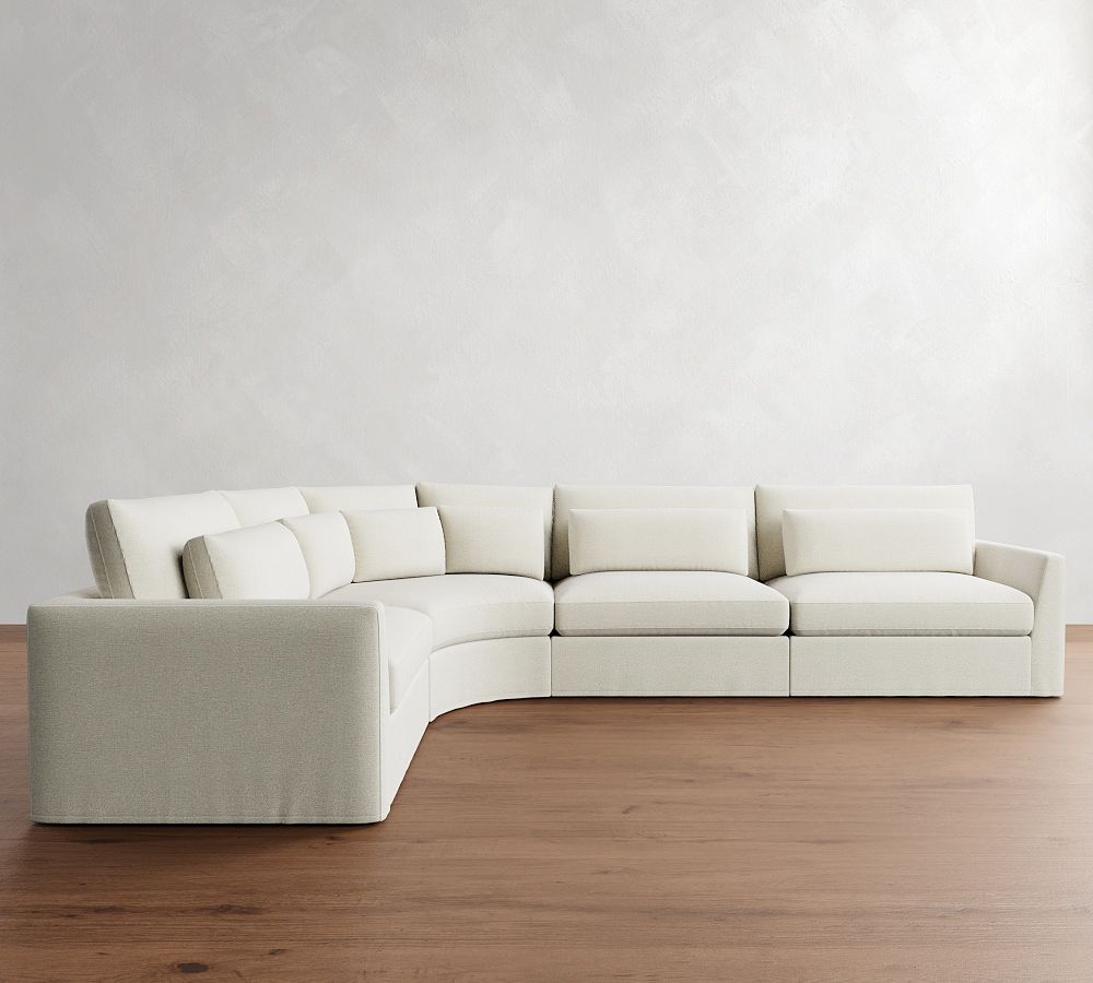 Westwood Fin Arm Deep Seat Slipcovered 4-Piece Curved Wedge Sectional (156&quot;)
