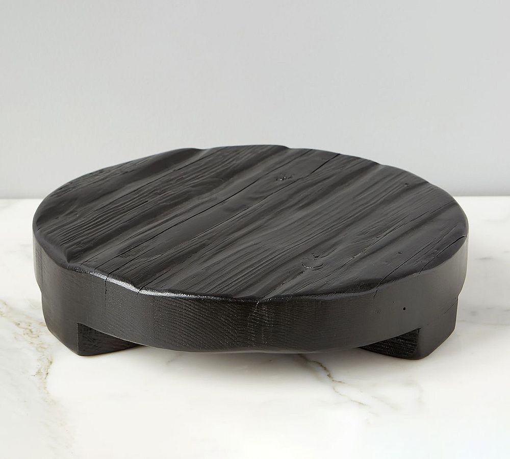 White Reclaimed Wood Round Pedestal