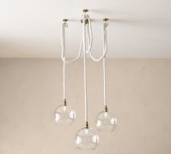 Marina Swing Rope Linear 3-Globe Chandelier (24&quot;)