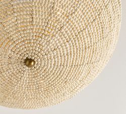 Montauk Wood Bead Round Flush Mount (24&quot;)
