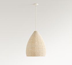 Montauk Wood Bead Teardrop Pendant (22&quot;)