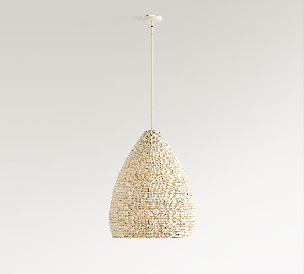 Montauk Wood Bead Teardrop Pendant (22&quot;)