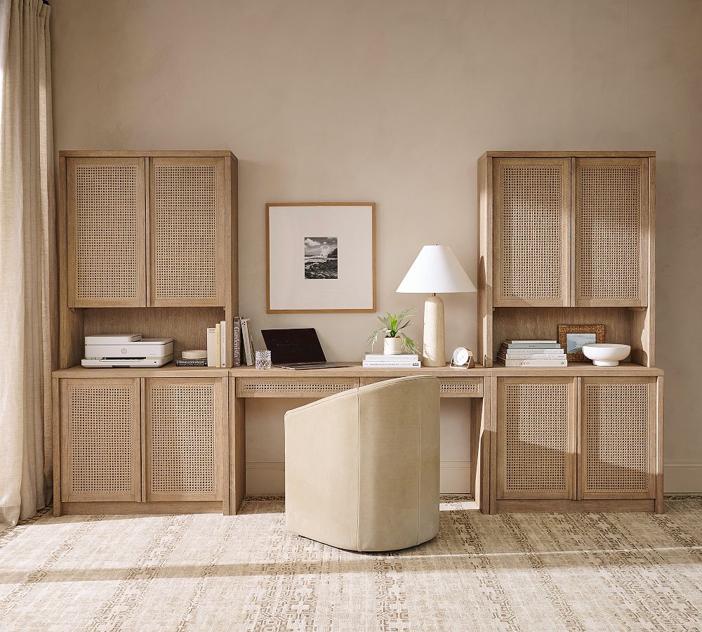 Marina Grand Cane Console Desk with Storage (126&quot;)
