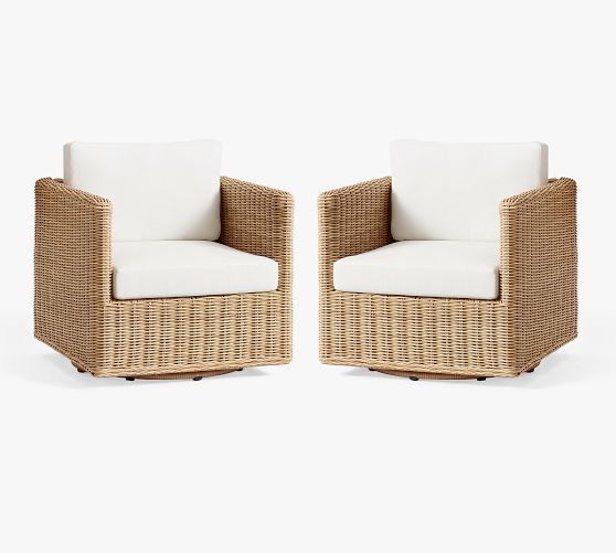 Huntington Slim Square Arm Swivel Outdoor Lounge Chair, Set of 2