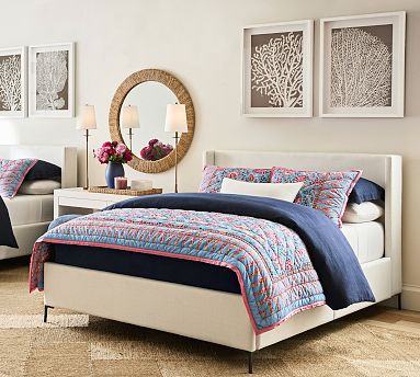 Metal upholstered bed sales