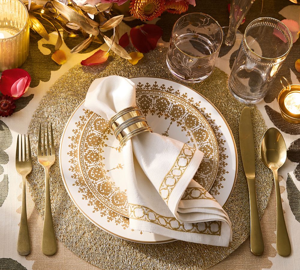 Gold Tile Cotton/Linen Napkins - Set of 4