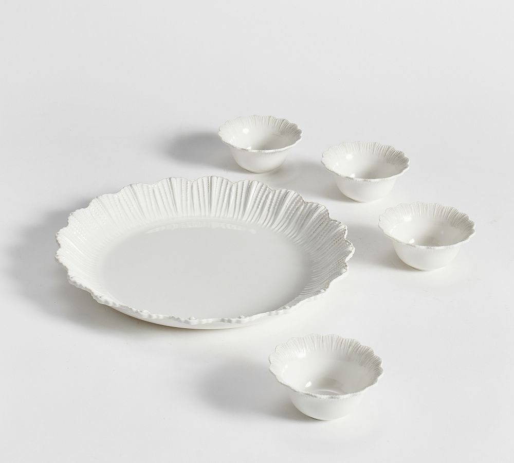 Monique Lhuillier Claudia Outdoor Melamine Platter &amp; Dip Bowls Set