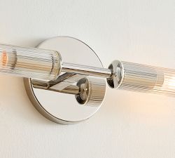 Cooper Ribbed Glass Double Tube Sconce (20&quot;)