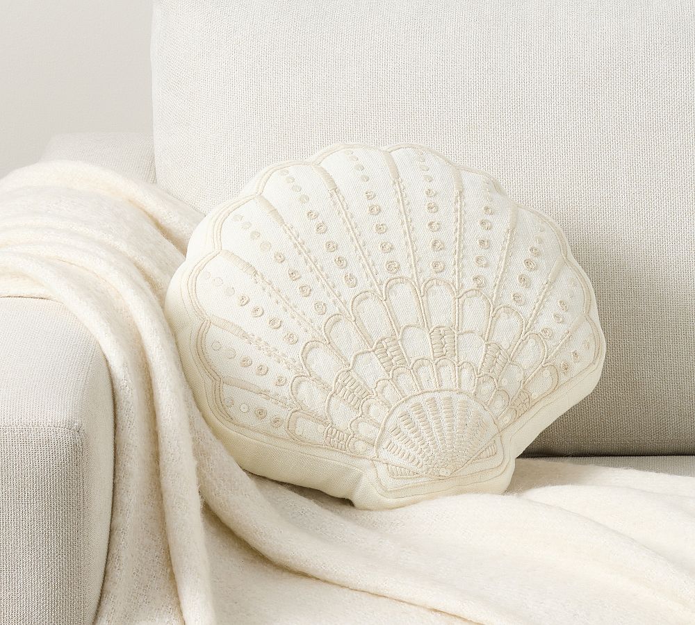 Shell Embroidered Shaped Pillow