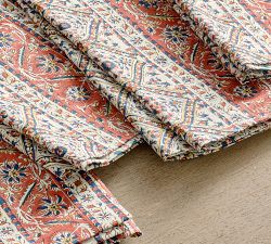 Darcy Block Print Organic Cotton Napkins - Set of 4