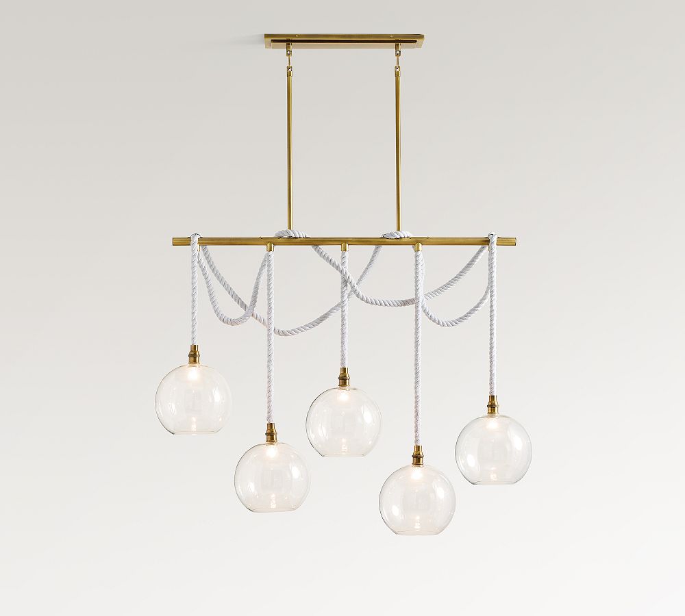 Marina Swing Rope Linear 5-Globe Chandelier (57&quot;)
